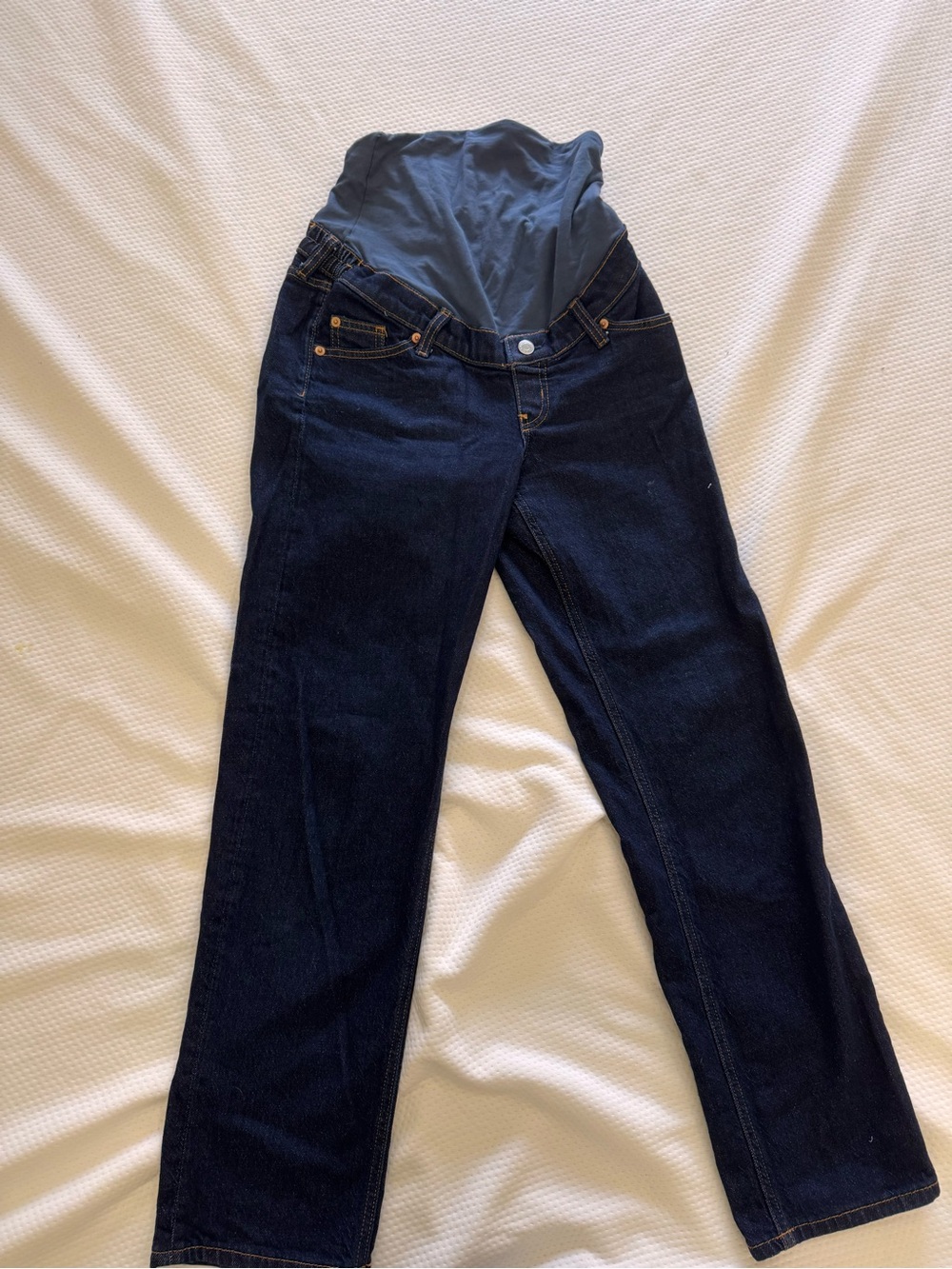 H&M Dark Blue Maternity Straight-Leg Jeans with Overband